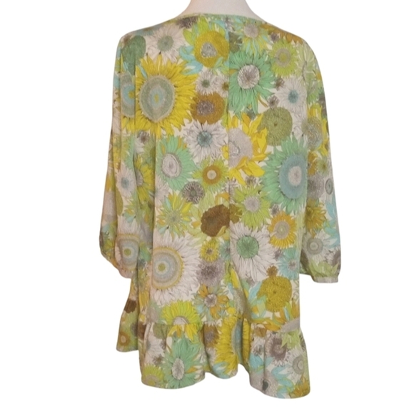 Liberty of London Target Bright Yellow Green Floral Flowy Blouse Top Size XL - Picture 4 of 7